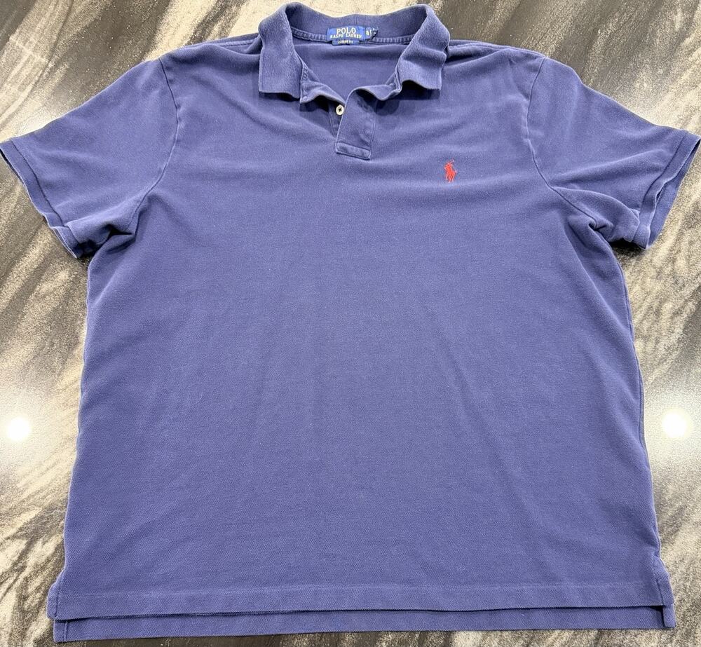 Polo Ralph Lauren Classic Fit Polo Shirt XL Blue Red Pony Soft Cotton Tee